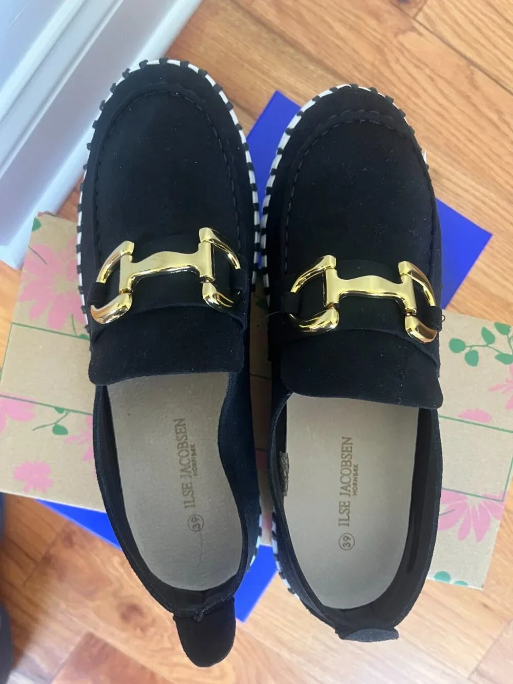 Ilse Jacobsen Hornbæk Black Slip-On Bit Loafers / Sneaker Flats - Size 39 (New)